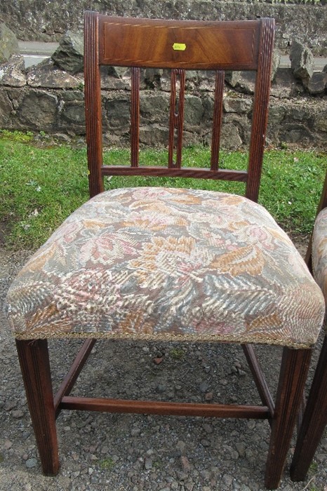 A set of four 19th century mahogany dining chairs, with stuff over seats - Image 2 of 3