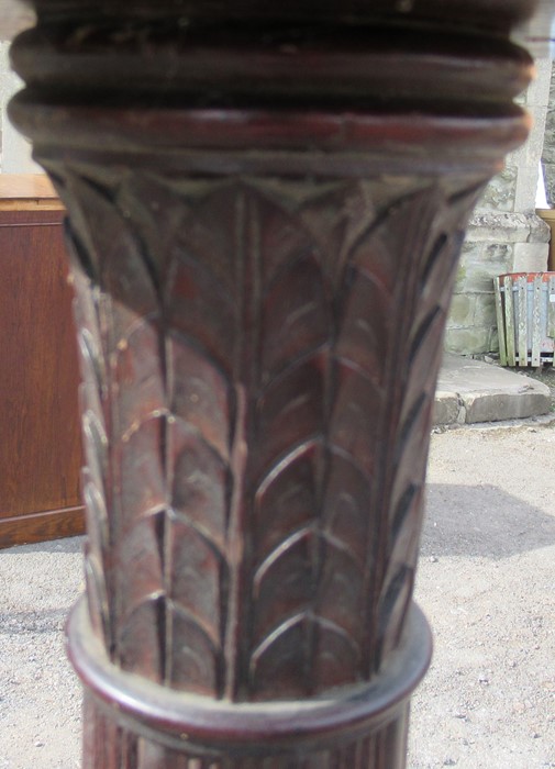 A mahogany torchere, with carved column, raised on three outswept supports, height 60ins - Bild 3 aus 4