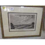 Antique print, view of Upton from Ryal Hill, 9ins x 13ins