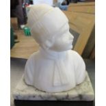 An alabaster bust of a child, height 6ins
