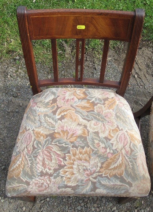 A set of four 19th century mahogany dining chairs, with stuff over seats - Image 3 of 3