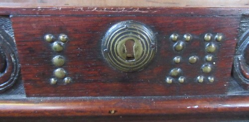 An antique oak mule chest, with rising lid, the front carved with flowers and leaves, fitted with - Image 4 of 4