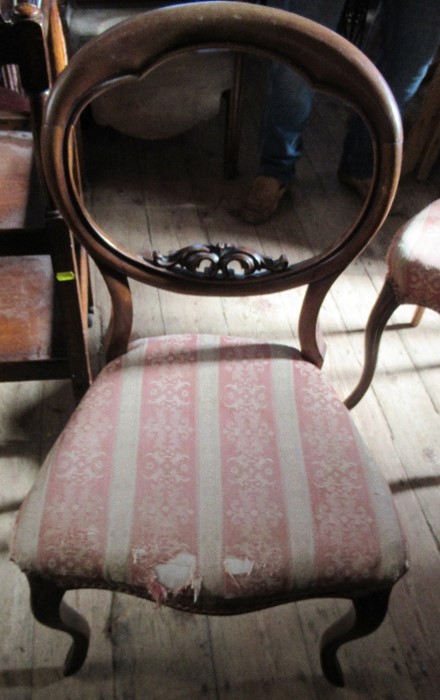 A pair of Victorian dining chairs, raised on cabriole legs - Image 2 of 2