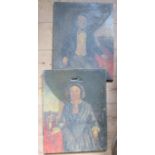 A pair of oil on canvas, portraits, af, 18ins x 14ins together with a pair of 19th century