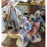 A Cappa di Monte figure of a man, together with a Copenhagen model of a fishing boy, and a Doulton