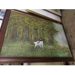 L. Eiford , oil on canvas, dog in woodland landscape