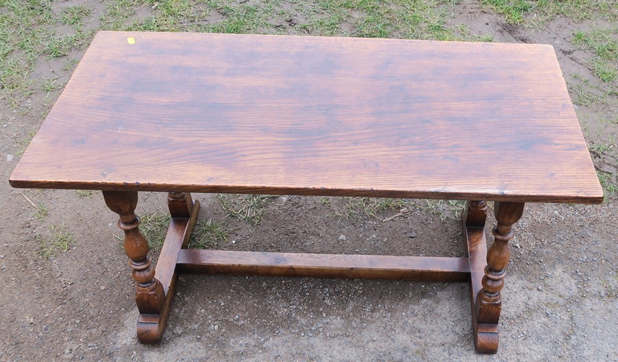 An oak coffee table, 36ins x 18ins, height 18.5ins