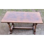 An oak coffee table, 36ins x 18ins, height 18.5ins