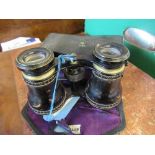 A small pair of binoculars or opera glasses, in a case (35607), width 4ins approx x lens length 2.