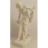 A 19th century Royal Worcester parian figure, The Bather Surprised, unmarked, having impressed "W"