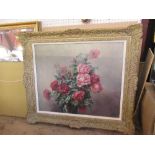 A 19th century French School, oil on canvas, red and pink roses, 20ins x 24ins