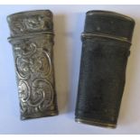 Two Antique etui's, one in silver with embossed decoration, the other in shagreen