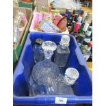 2 boxes to include metalware and glassware, including decanters