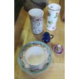 A collection of 19th century and later porcelain, to include miniature Limoges jug and bowl, Mary