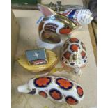 5 Royal Crown Derby paperweights, tortoise, Noah's Ark, fish, Bulldog, pigCondition Report: None