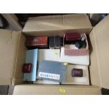 A large box to include costume jewellery items, Chinese character writing set, etc.