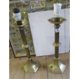 A pair of brass table lamps