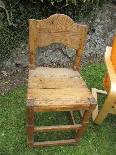 A pine chair, together with an orange upholstered Swedish style open arm chair, and a pink - Image 2 of 3