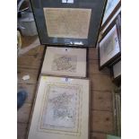 Three antique maps of Worcestershire, including one by Rocque 1770, one by John Cary 1760 and one by