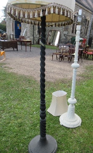 Two standard lamps, one with barley twist column, the other painted white - Image 2 of 2