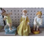 3 Royal Worcester figures, At the Seaside, Little Grandmother, Joan, shape 2915 af, Joan is crazed