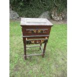 A painted sewing table, with drawer below, 14ins x 10ins x height 24ins