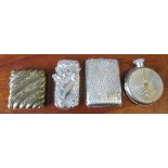 A silver match box holder, together with 3 vesta cases