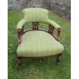 An Edwardian tub chair, with tartan upholstery