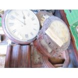 Three wall clocks, all in poor condition, one signed S R Feull, Great Yarmouth, one missing face