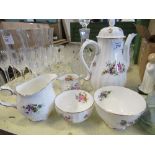 Royal Worcester Roanoke coffee pot, milk jug and sugar bowl, together with another milk jug and