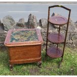 A mahogany and satinwood line inlaid folding cake stand, together with a 19th century mahogany