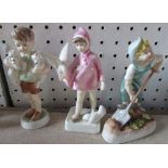 3 Royal Worcester figures, Three's Company, Peace, Gardener, all are in good condition