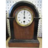 A mahogany cased mantel clock, the white enamel dial chipped and cracked, movement numbered 1213
