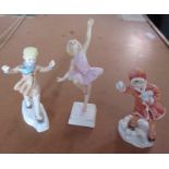 3 Royal Worcester figures, Snowball, Ballerina and The Slide, all are in good condition