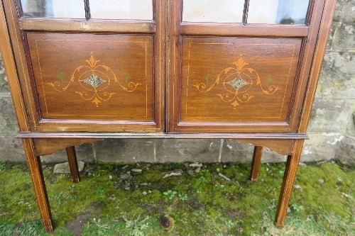 An Edwardian mahogany and inlaid display cabinet, with arched top, width 36ins, height 70ins, - Image 3 of 3