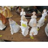 Six Royal Doulton figures, Catherine, Forget-Me-Not, Sit, Loving You, Andrea and Thinking of You,