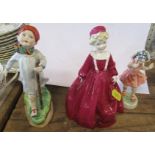 Three Royal Worcester figures, Lets Run, Grandmothers Dress and Thursdays Child, Thursday's Child is