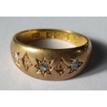 An Edwardian 15 carat gold diamond set ring, finger size M, Birmingham 1904, 4.8g gross