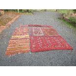 A prayer mat 45ins x 28ins, together with another prayer mat 42ins x 34ins, an Eastern design rug