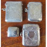 3 hallmarked silver vesta cases, and a small box