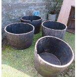 Four barrel planters, diameter 25ins, height 17ins