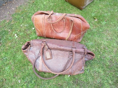 Two leather travel bags