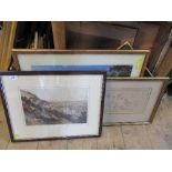 2 prints of Malvern, together with a 19th century study by A A Lines