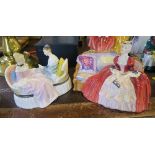 2 Royal Doulton figure groups, Heart to Heart and Belle of the Ball, both in good condition