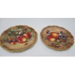 Two Royal Worcester plates, decorated with fruit by Freeman, diameter 7.75ins - not damaged or