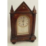 William Cribbs London, A 19th century rosewood cased mantel clock, with fusee movement, the silvered