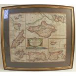 Robert Morden, Antique hand coloured map, The Smaller Islands in the British Ocean, sold by Abel