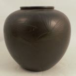 A 20th century Japanese Meiji bronze vase, the globular body relief decorated with two flying