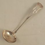 A Georgian Scottish silver Kings pattern toddy ladle, single struck and engraved with a crest,