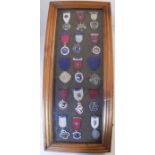Fifteen hallmarked silver Masonic Steward and other badges, most with enamel decoration, in a